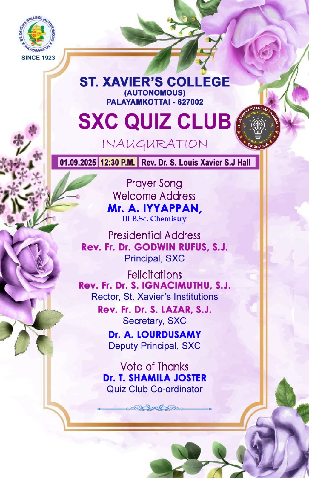 SXC Quiz Club Invitation